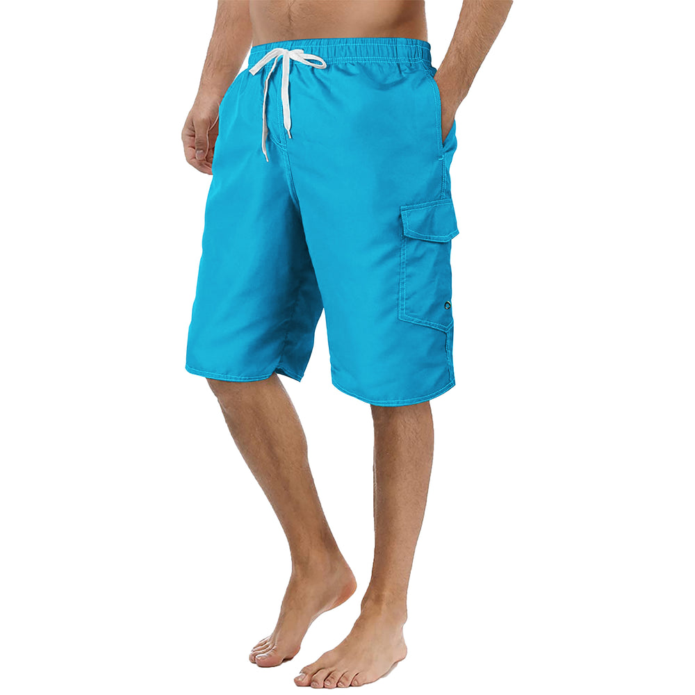 4-Pack Mens Quick Dry Cargo Swim Trunks Beachwear Bathing Suits with Pockets Solid Flex Board Shorts Image 2