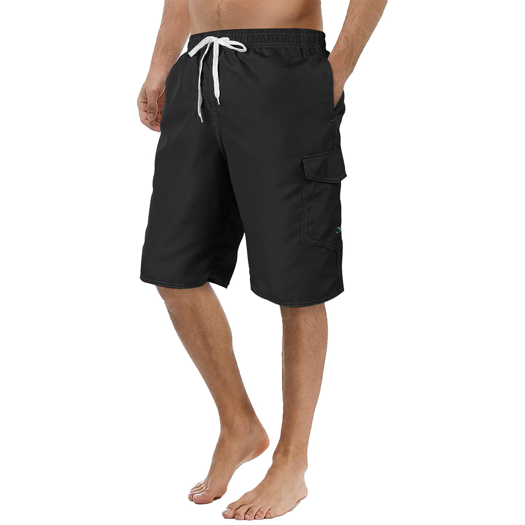 4-Pack Mens Quick Dry Cargo Swim Trunks Beachwear Bathing Suits with Pockets Solid Flex Board Shorts Image 6