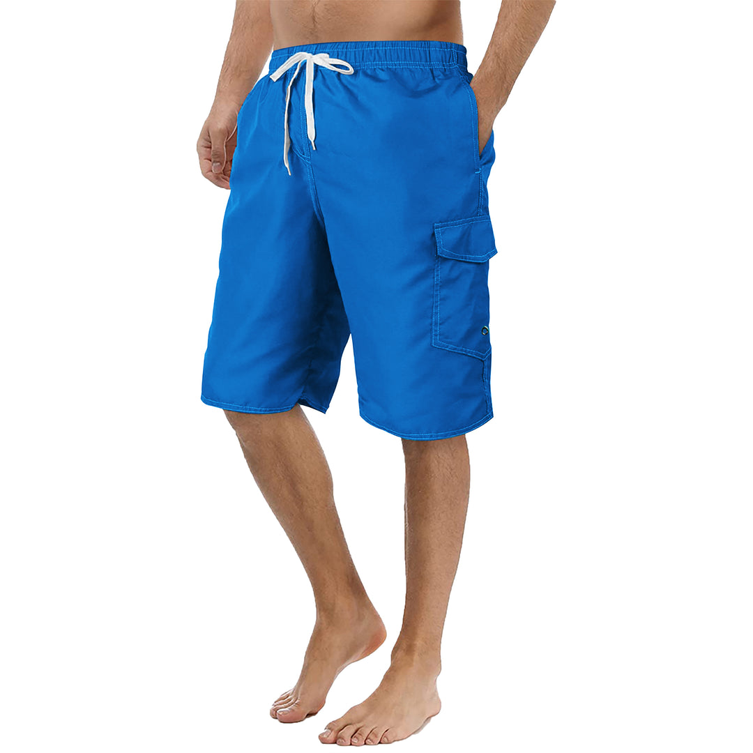4-Pack Mens Quick Dry Cargo Swim Trunks Beachwear Bathing Suits with Pockets Solid Flex Board Shorts Image 7