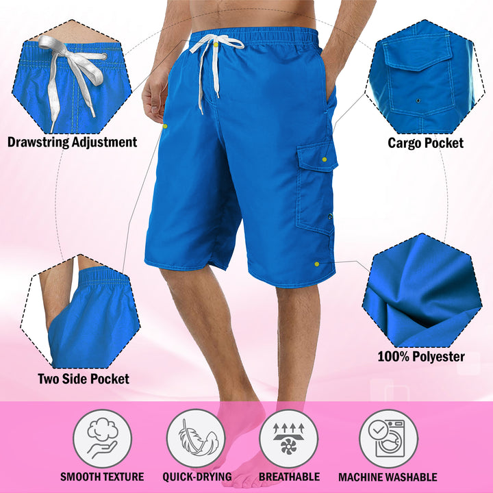 4-Pack Mens Quick Dry Cargo Swim Trunks Beachwear Bathing Suits with Pockets Solid Flex Board Shorts Image 11