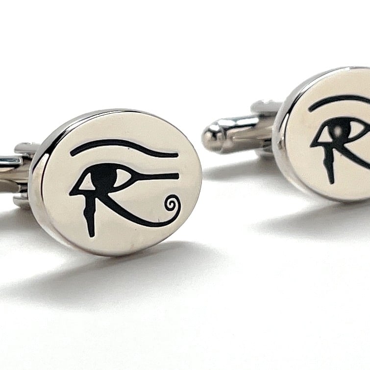 Cufflinks Egyptian Eye of Ra Symbol Silver Cuff Links Great Rulers of Egypt Pharaoh Cuffs Feminine Counterpart to the Image 2