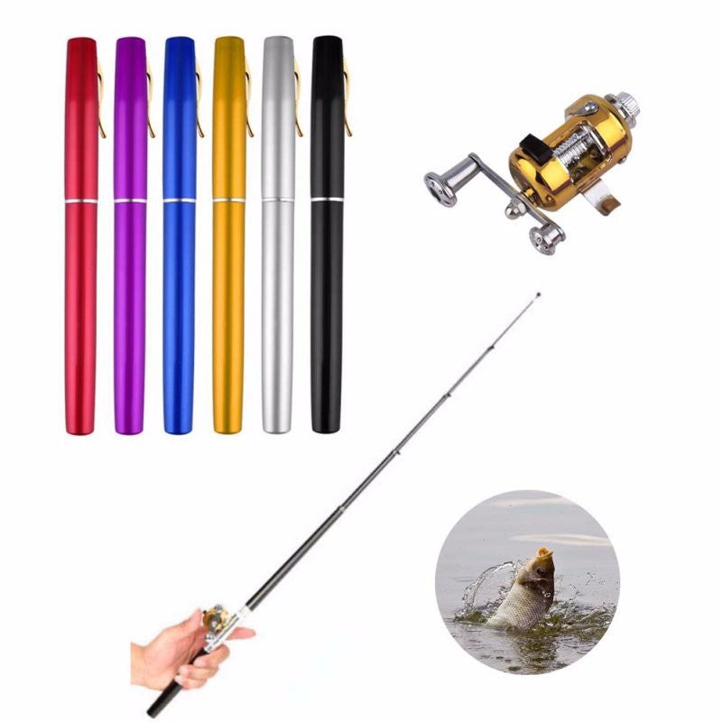 (2 Pack) Mini Fishing Rod Pen and Reel Combo38" Telescopic Portable Aluminum Alloy Fishing RodAssorted Colors Image 7