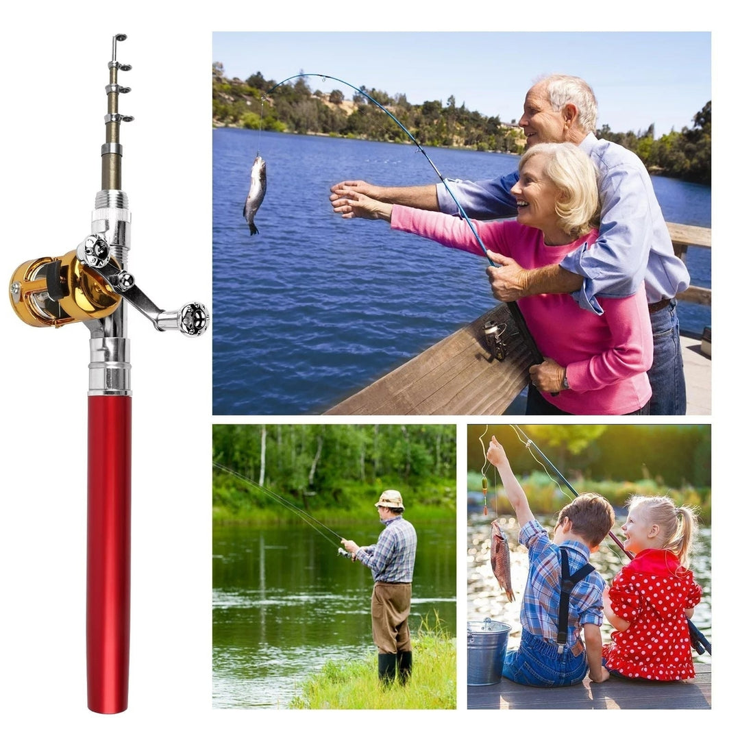 (2 Pack) Mini Fishing Rod Pen and Reel Combo38" Telescopic Portable Aluminum Alloy Fishing RodAssorted Colors Image 10