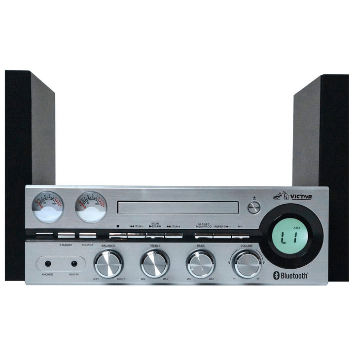 Victor Milwaukee 50W Desktop CD Stereo System w BluetoothCD Player and FM Radio Image 4