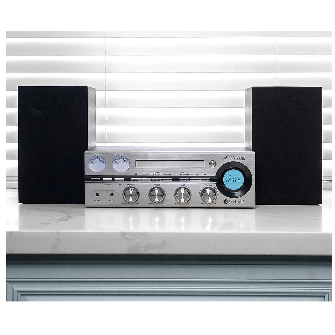 Victor Milwaukee 50W Desktop CD Stereo System w BluetoothCD Player and FM Radio Image 6