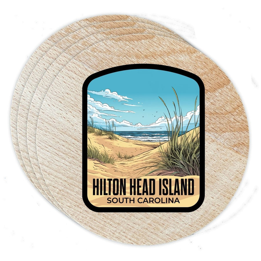 Hilton Head Island Design A Souvenir Coaster Wooden 3.5 x 3.5-Inch 4 Pack Image 1