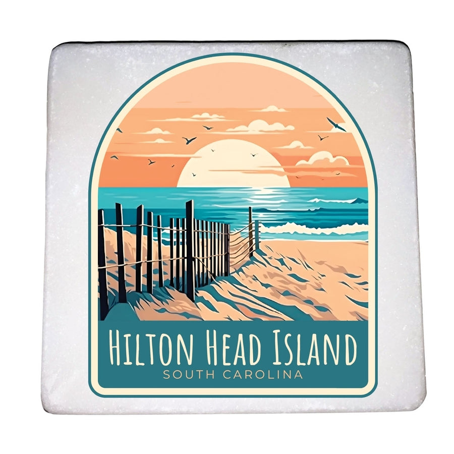 Hilton Head Island Design C Souvenir 4x4-Inch Coaster Marble 4 Pack Image 1