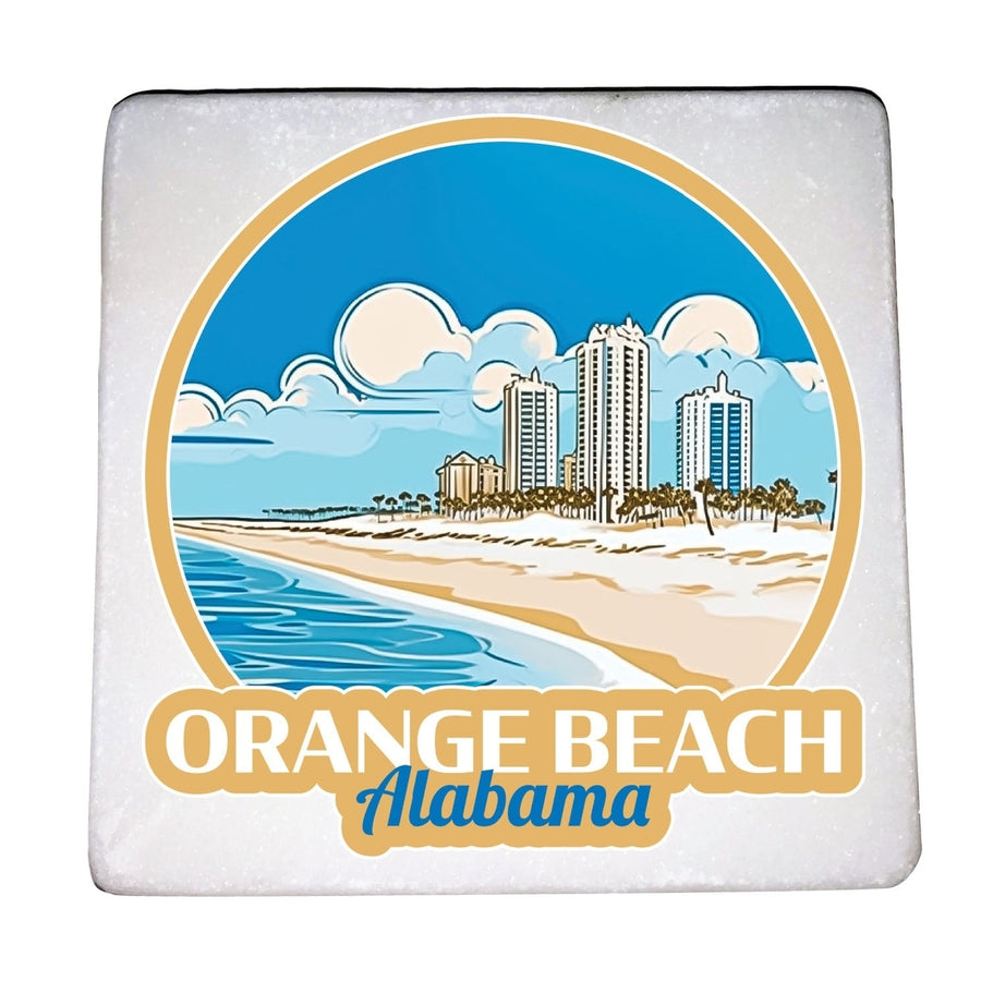 Orange Beach Alabama Design A Souvenir 4x4-Inch Coaster Marble 4 Pack Image 1