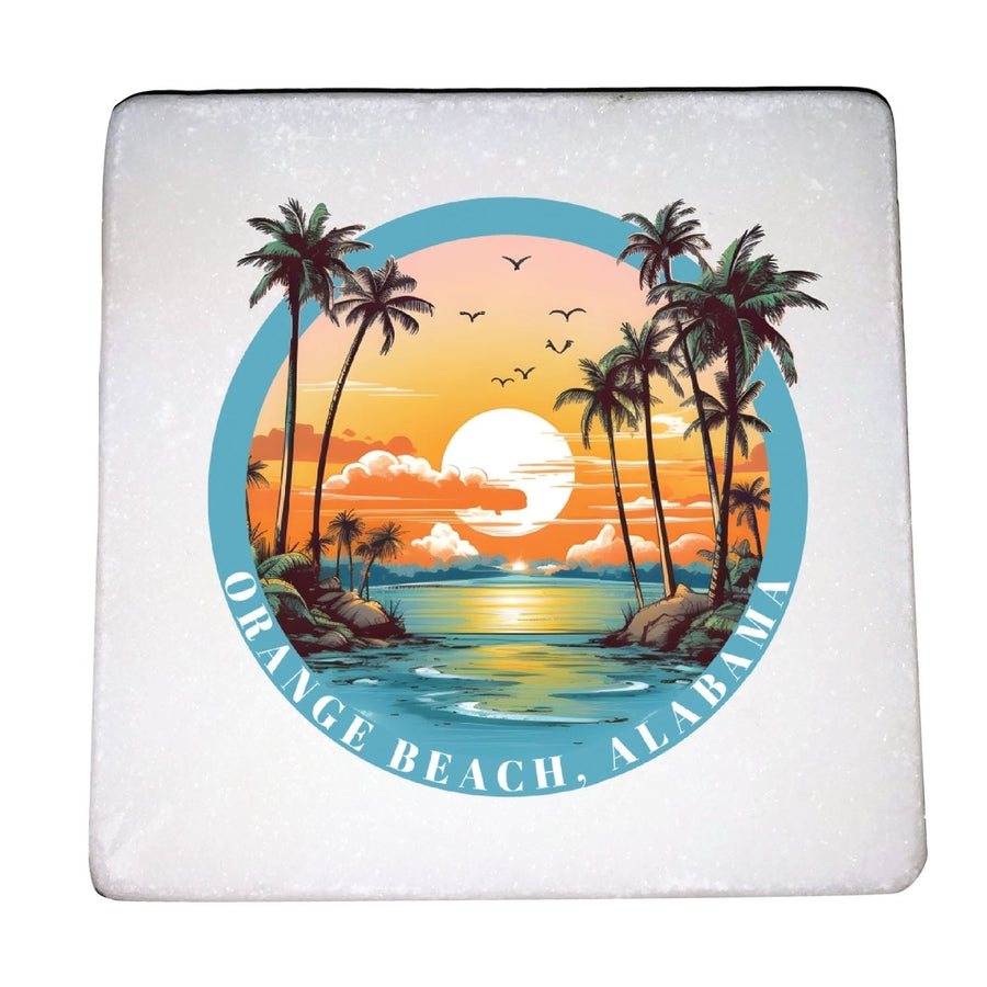 Orange Beach Alabama Design B Souvenir 4x4-Inch Coaster Marble 4 Pack Image 1
