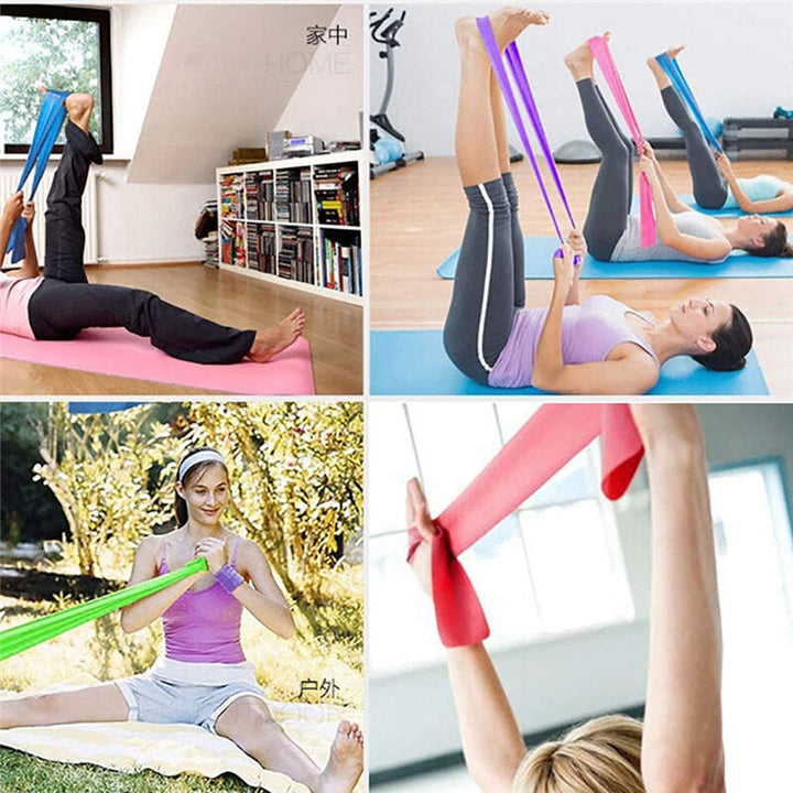1.5m Yoga Resistance Bands Fitness Pilates Flexbands Gym Training Workout Stretch Belt Image 8
