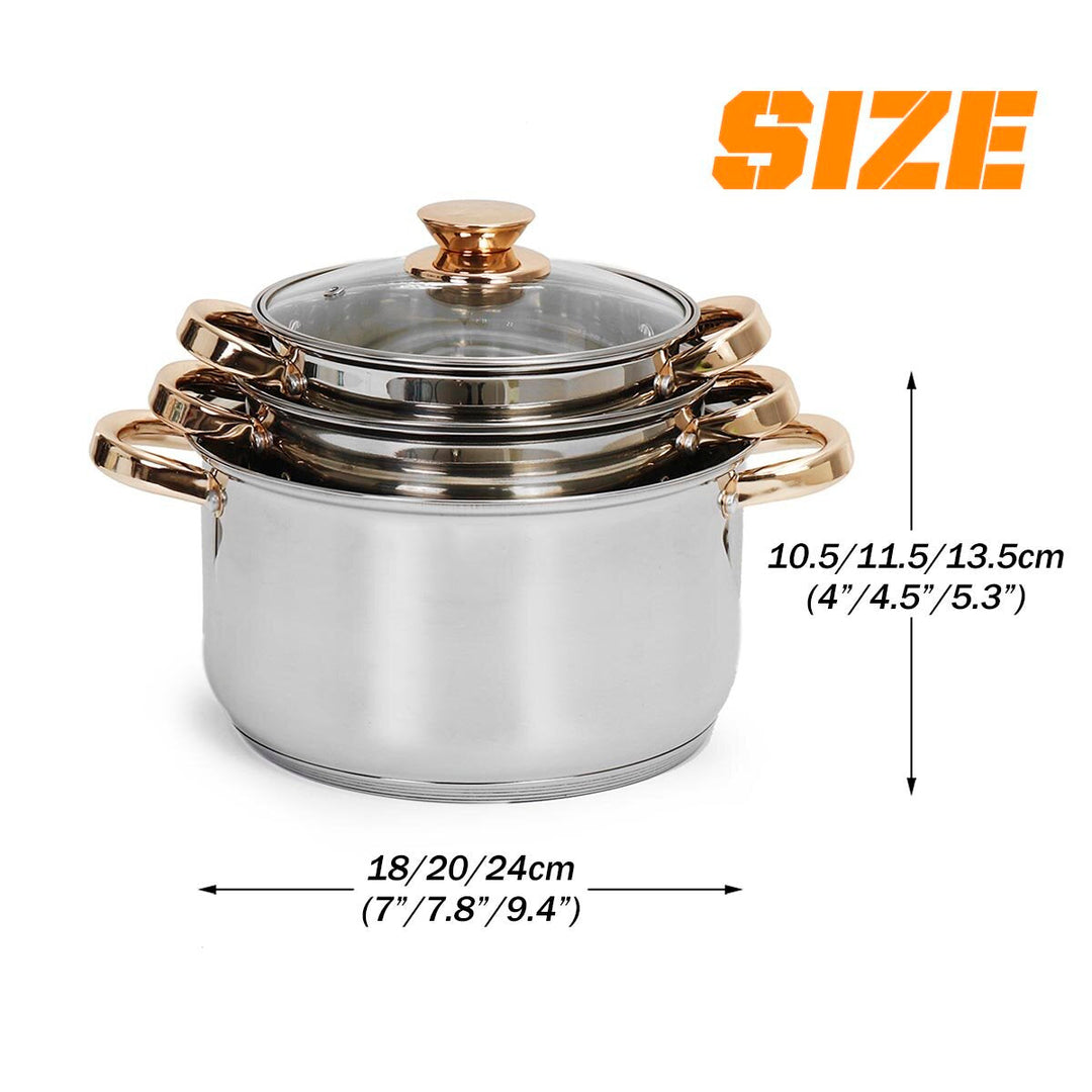 12PCS/Set Stainless Steel Cookware Pots Non Stick Frying Pan Kitchen Gas Induction Cooker Image 8