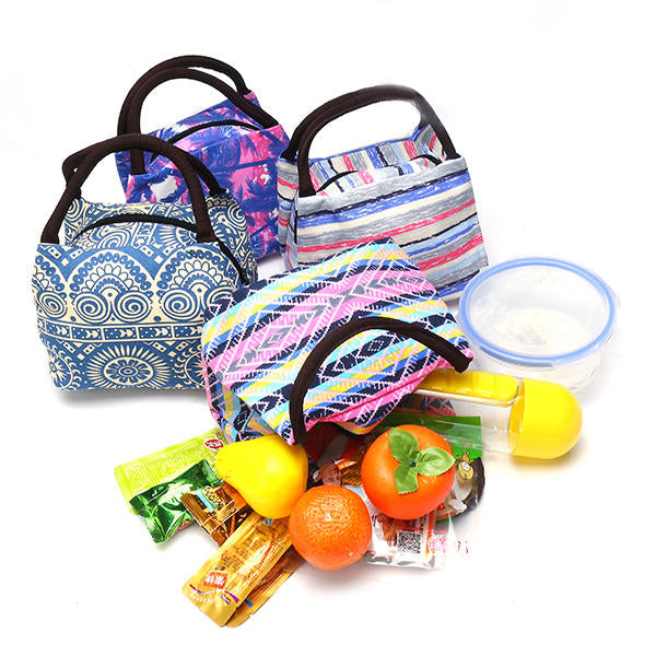 15 Styles Retro Lunch Tote Bag Zipper Travel Picnic Food Storage Container Woman Lady Mummy Handbag Image 1