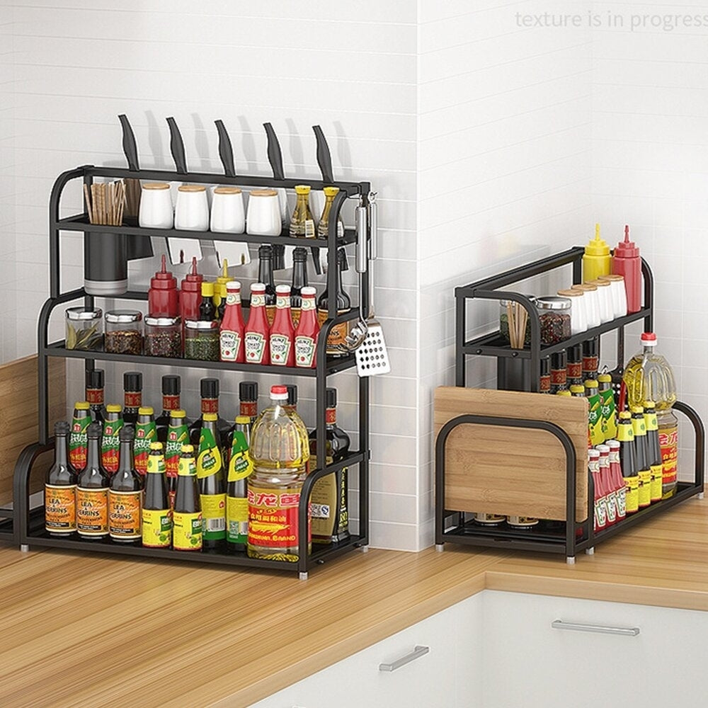 2-Tier Kitchen Countertop Spice Rack Organizer Cabinet Shelves Holder Rack Image 2