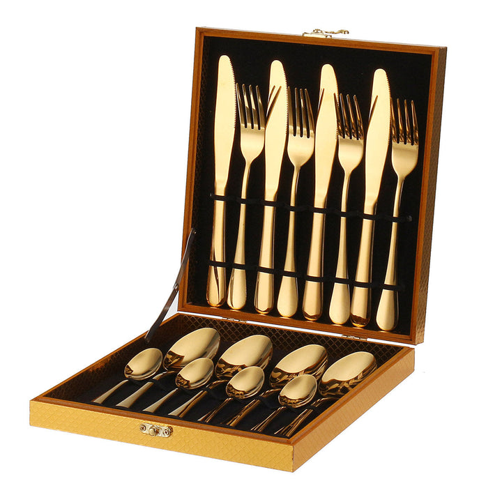 16PCS Cutlery Set Stainless Steel Rainbow Fork Spoon Kitchen Dinnerware Sets With Storage Box Image 11