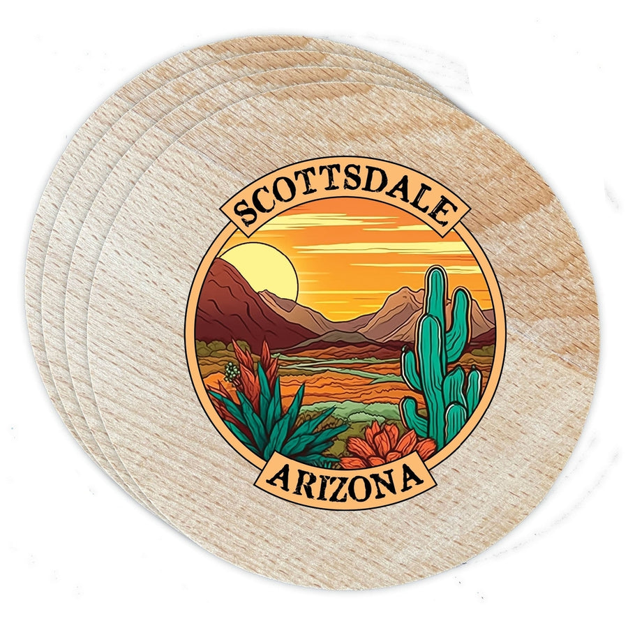 Scottsdale Arizona Design A Souvenir Coaster Wooden 3.5 x 3.5-Inch 4 Pack Image 1