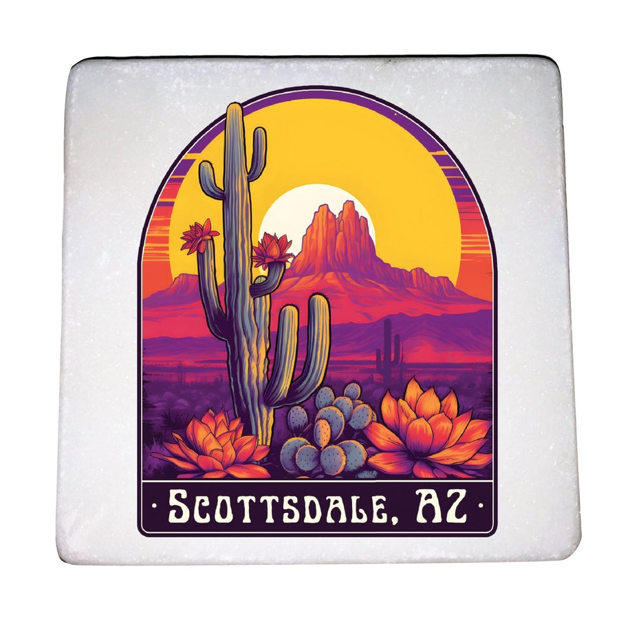 Scottsdale Arizona Design B Souvenir 4x4-Inch Coaster Marble 4 Pack Image 1