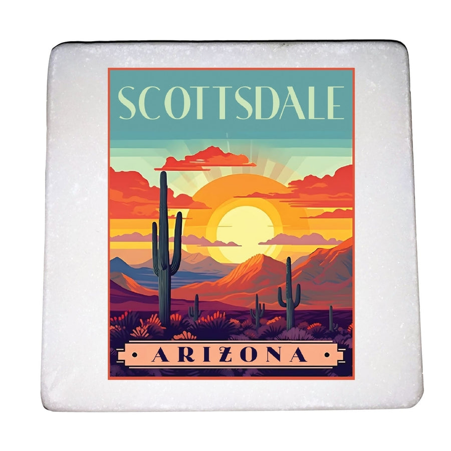 Scottsdale Arizona Design C Souvenir 4x4-Inch Coaster Marble 4 Pack Image 1