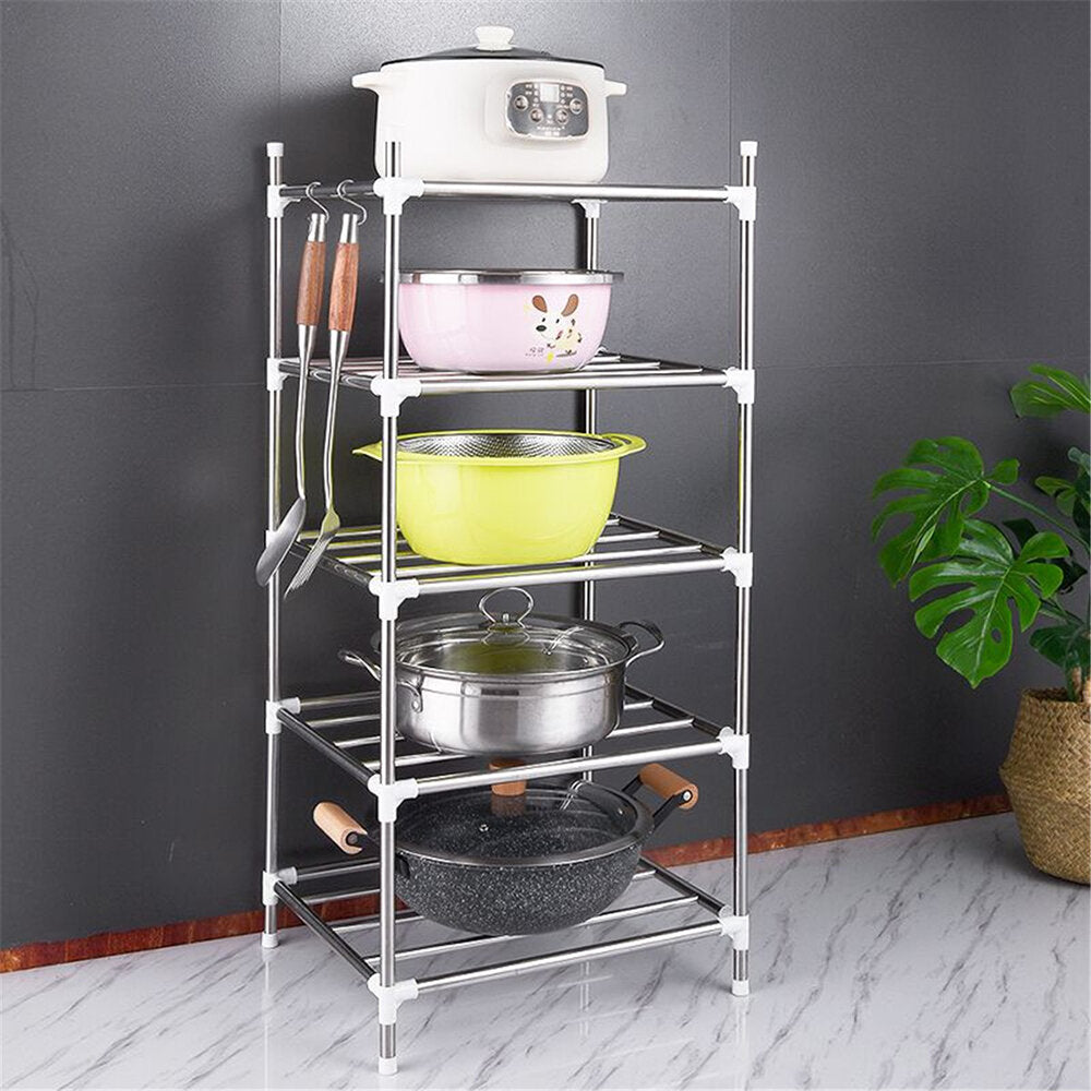 201 Stainless Steel 5 layers Landing Storage Rack for Home Kitchen Shelf Arrangement Tool Image 2