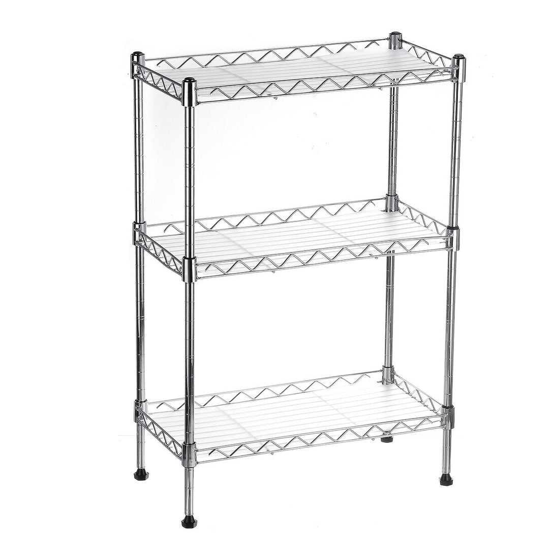 3 Tier Multi-Function Storage Cart Shelf Rack Organizer Adjustable with 4 Hooks Image 3