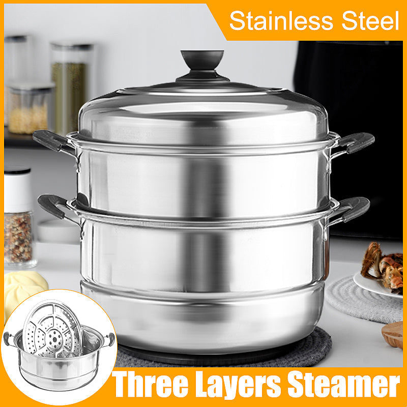 3 Tier Stainless Steel Pot Steamer Steam Cooking Cooker Cookware Hot Pot Kitchen Cooking Tools Image 8