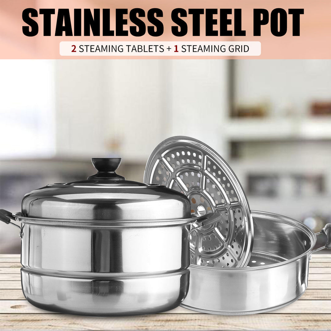 3 Tier Stainless Steel Pot Steamer Steam Cooking Cooker Cookware Hot Pot Kitchen Cooking Tools Image 9