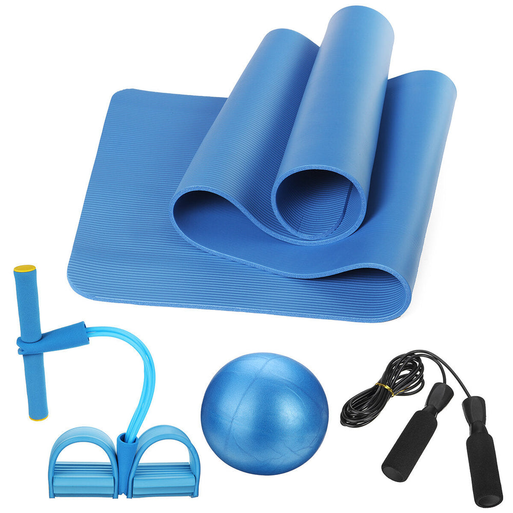 4PCS Yoga Beginner Kit Set Anti-skid Pilates Ball + Jump Rope + Resistance Band + Yoga Mats Home Fitness Tools Image 2
