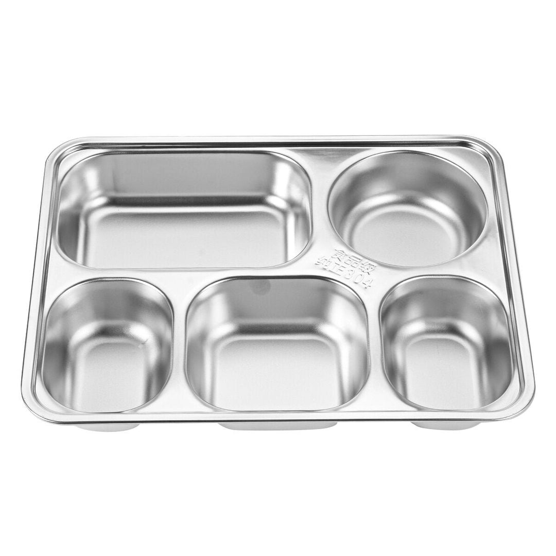 4 Grids/5 Grids Sealed 304 Stainless Steel Square Lunch Box Large Capacity Food Container With Handle Image 1