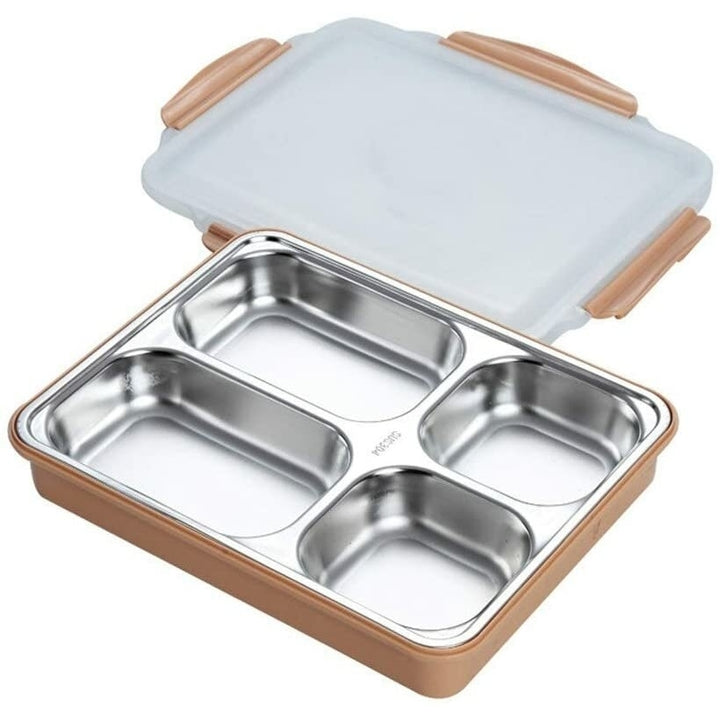 4 Grids/5 Grids Sealed 304 Stainless Steel Square Lunch Box Large Capacity Food Container With Handle Image 6
