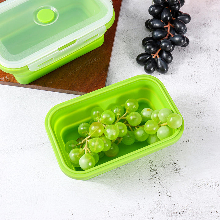4 Pcs Set Folding Containers Silicone Food Storage Microwave Fridge Lunch Box Image 10
