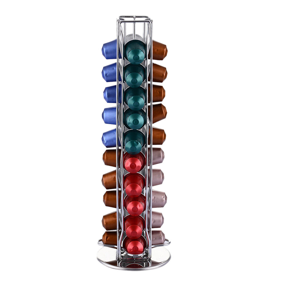 360 Rotating 40 Capsule Coffee Cup Pod Holder Tower Stand Rack for Nespresso Image 1