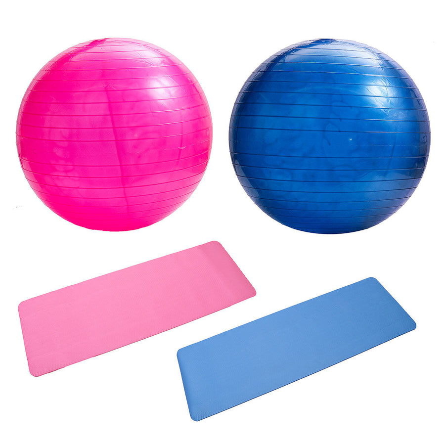 3Pcs/Set Body Shaping Fitness Yoga Ball + Yoga Mat Pad + Pedal Puller Latex Abdominal Trainer Image 1