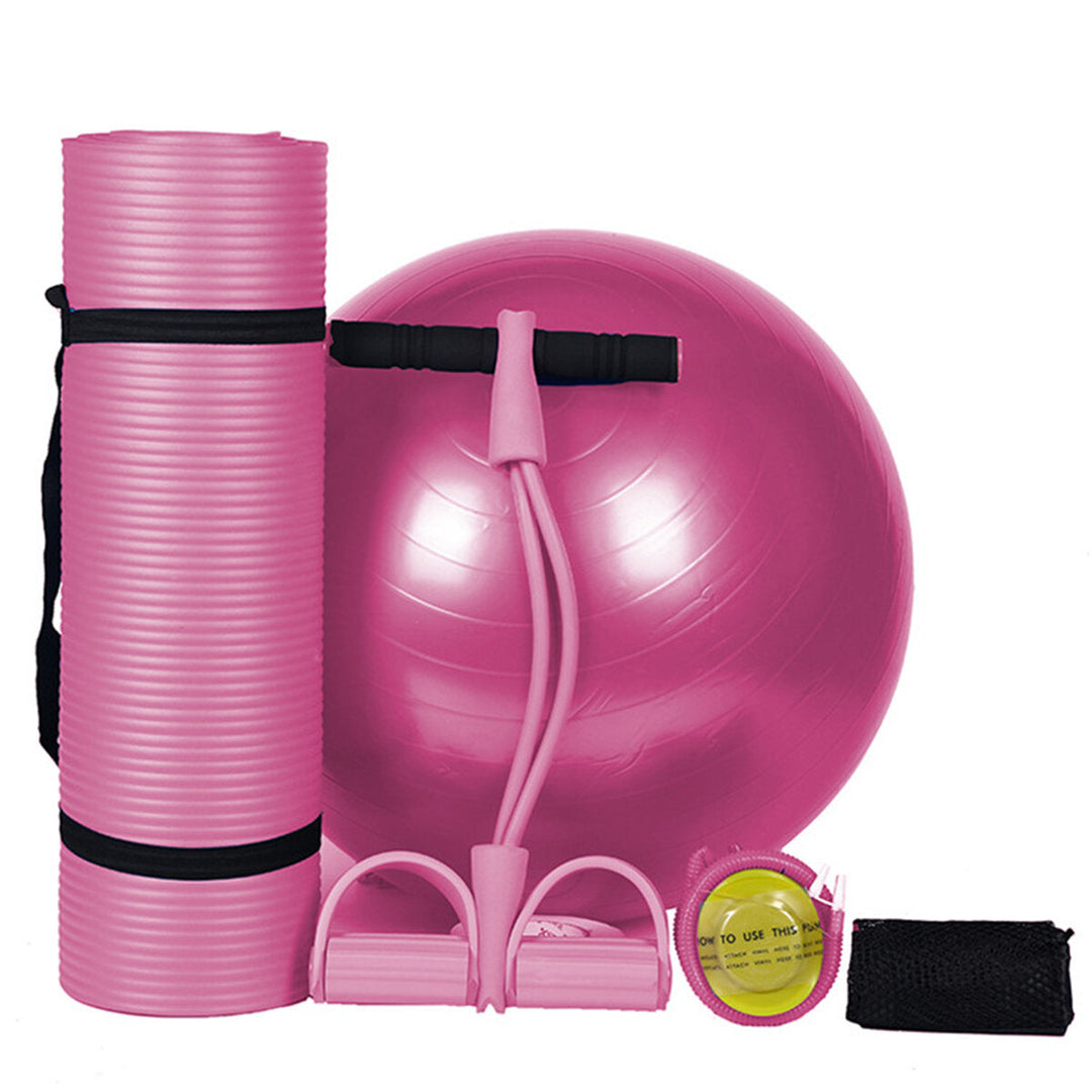 3Pcs/Set Body Shaping Fitness Yoga Ball + Yoga Mat Pad + Pedal Puller Latex Abdominal Trainer Image 7