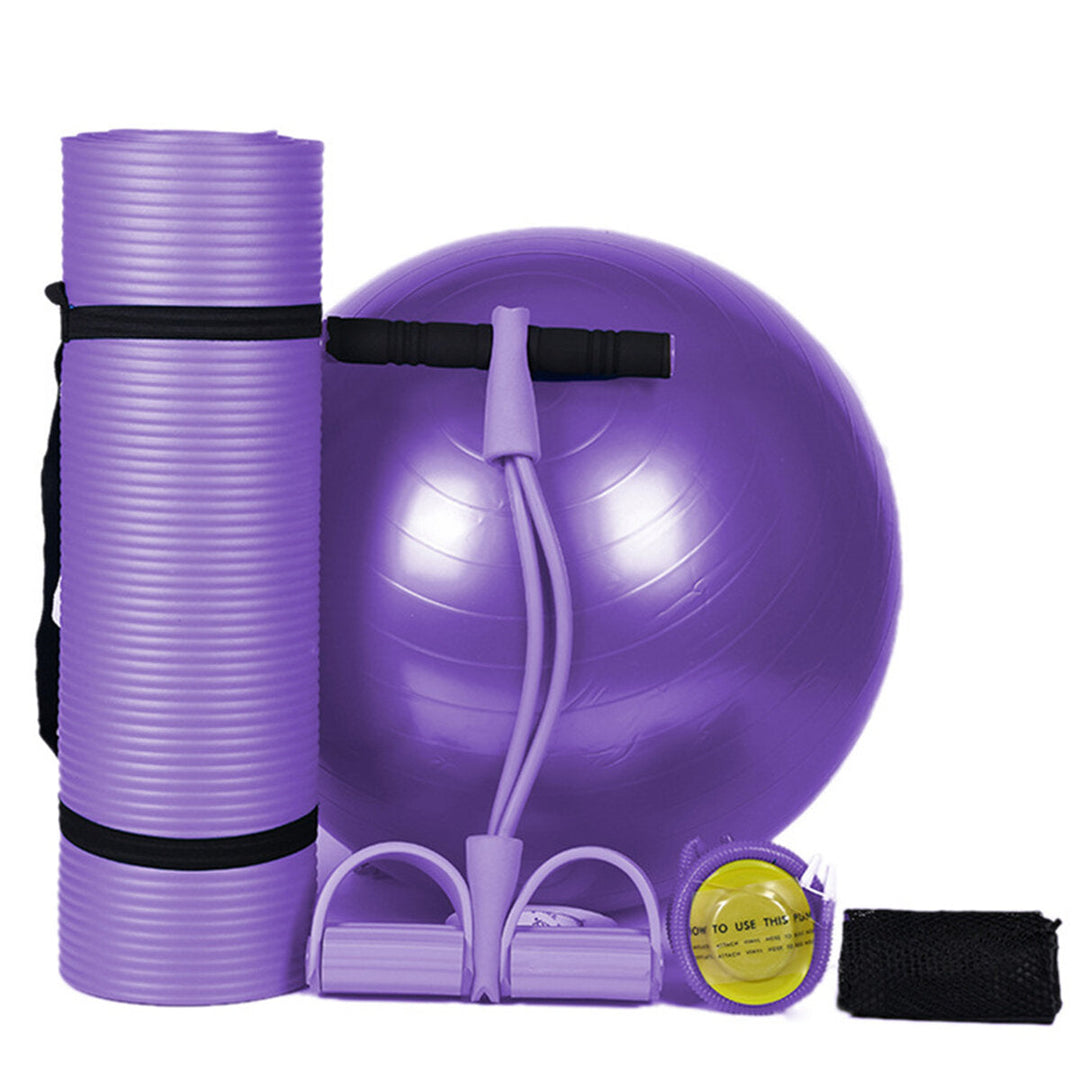 3Pcs/Set Body Shaping Fitness Yoga Ball + Yoga Mat Pad + Pedal Puller Latex Abdominal Trainer Image 8