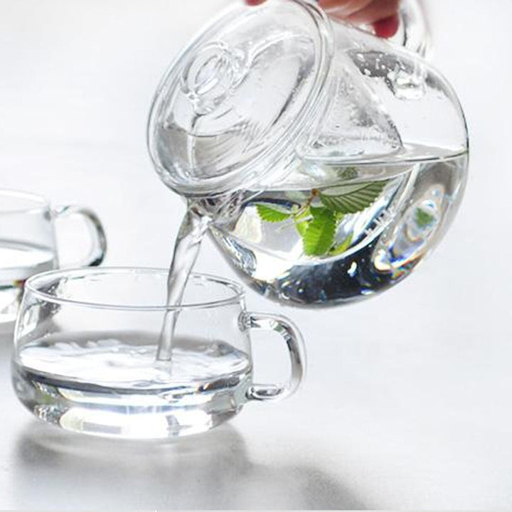 500ML Heat-resistant Glass Filter Three-piece Vertical Flower Teapot Image 4