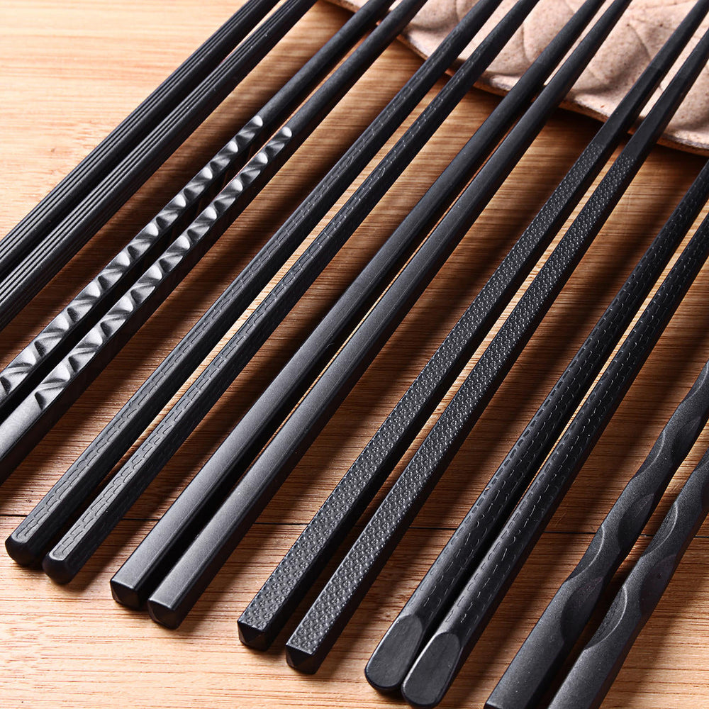 5Pairs (10 PCS) Alloy Non-Slip Reusable Chopsticks Sushi Set Chinese Food Chop Sticks Tableware Image 2
