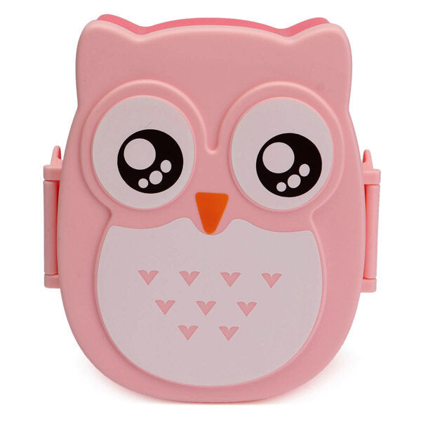 900ml Plastic Bento Lunch Box Square Cartoon Owl Microwave Oven Food Container Image 1
