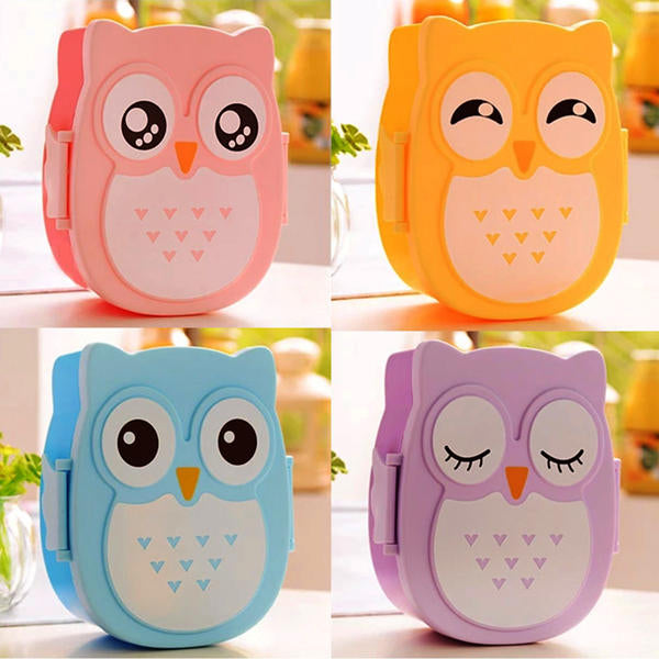 900ml Plastic Bento Lunch Box Square Cartoon Owl Microwave Oven Food Container Image 6