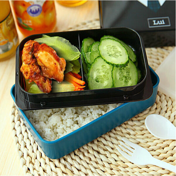730ml 2 Tier Plastic Lovely Lunch Box Belt Bento Box Sushi Lunch Box Food Container Image 3