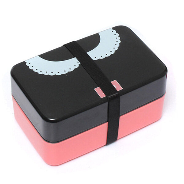 730ml 2 Tier Plastic Lovely Lunch Box Belt Bento Box Sushi Lunch Box Food Container Image 7