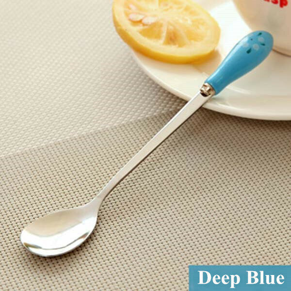 Ceramic Handle Floral Coffee Spoon Stainless Steel Small Milk Spoon Tableware Image 8