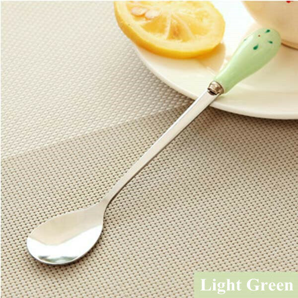 Ceramic Handle Floral Coffee Spoon Stainless Steel Small Milk Spoon Tableware Image 10