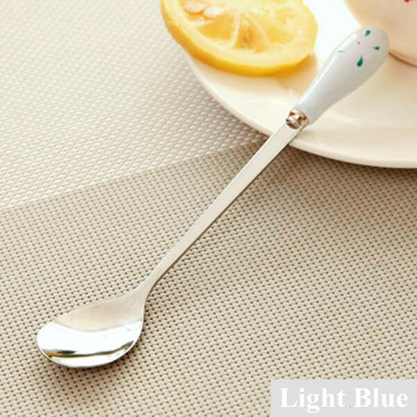 Ceramic Handle Floral Coffee Spoon Stainless Steel Small Milk Spoon Tableware Image 11