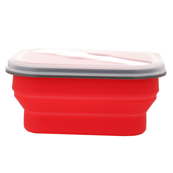 Collapsible Silicone Lunch Box BPA Free Foldable Bento Food Container With Tableware Image 7