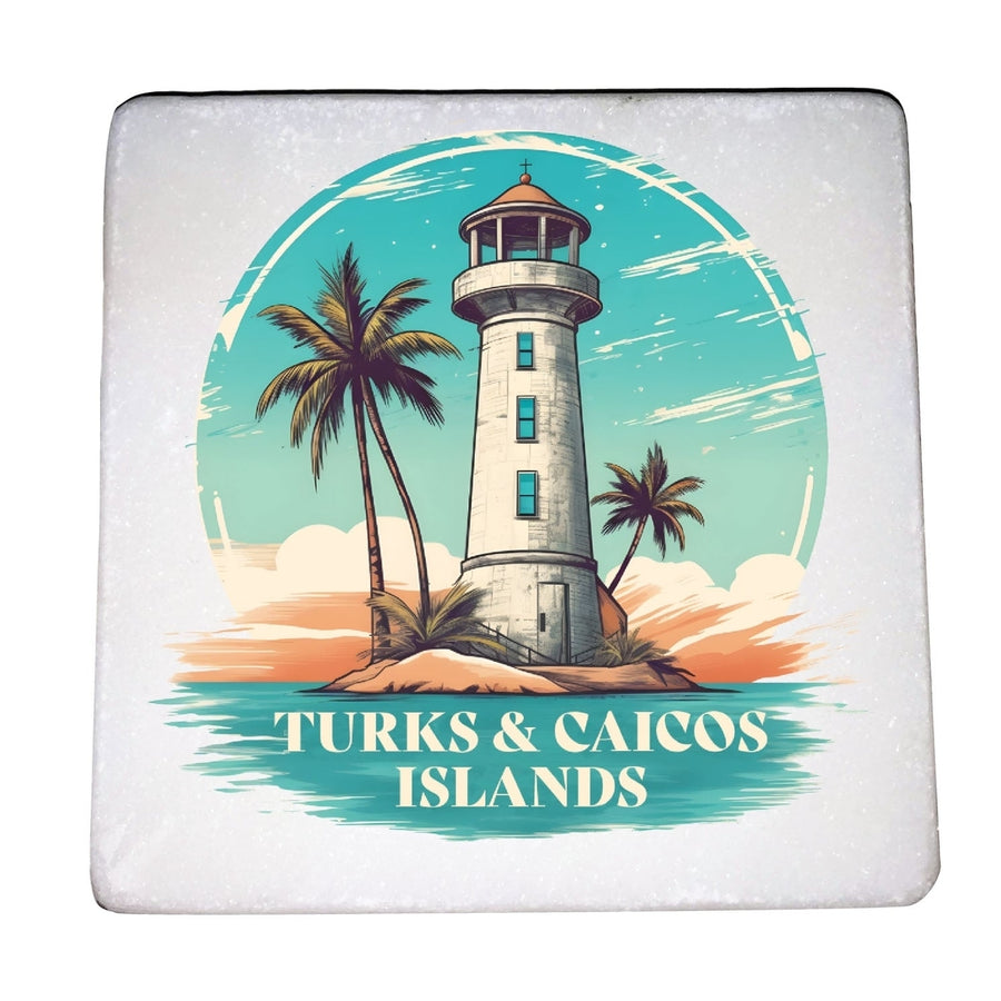 Turks And Caicos Design A Souvenir 4x4-Inch Coaster Marble 4 Pack Image 1