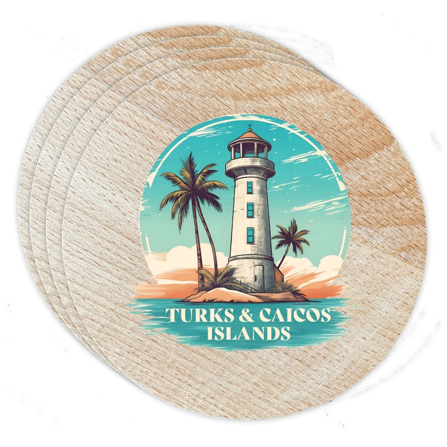 Turks And Caicos Design A Souvenir Coaster Wooden 3.5 x 3.5-Inch 4 Pack Image 1