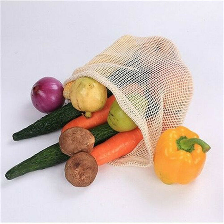 Degradable Organic Cotton Mesh Bag Vegetable Fruit Container for Home Garden Storage Image 3