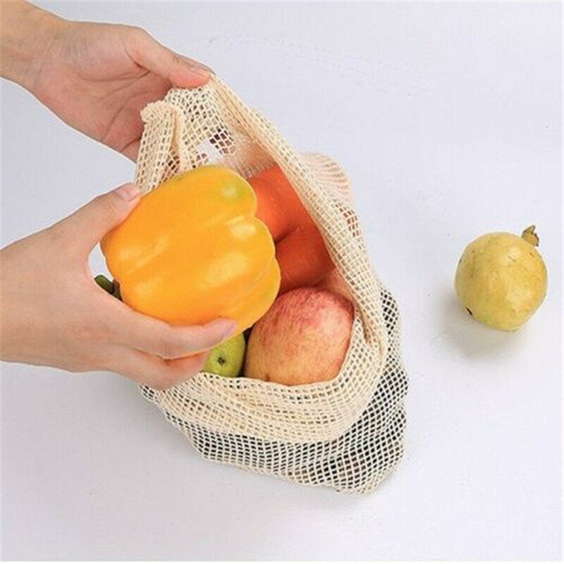 Degradable Organic Cotton Mesh Bag Vegetable Fruit Container for Home Garden Storage Image 4