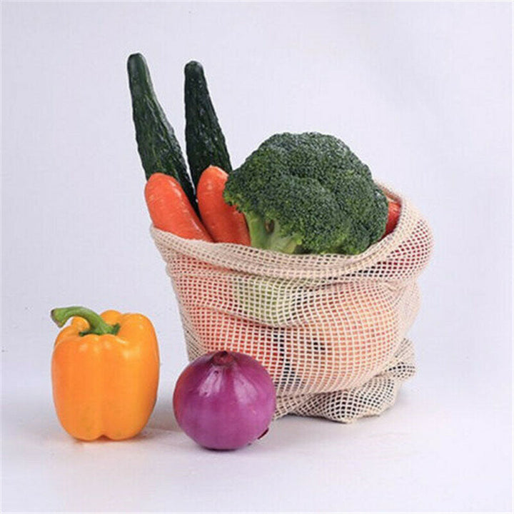 Degradable Organic Cotton Mesh Bag Vegetable Fruit Container for Home Garden Storage Image 6
