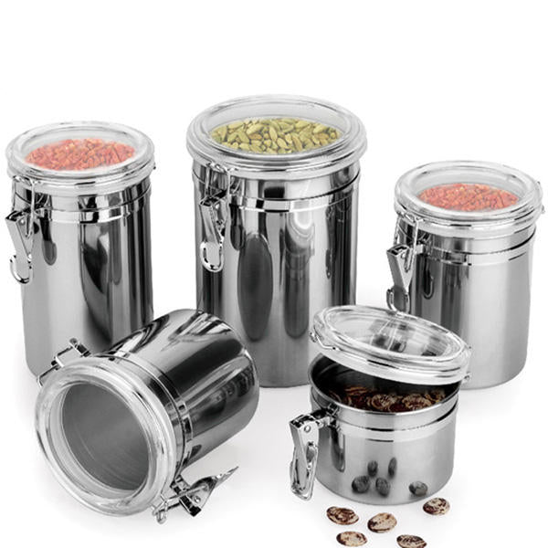 Durable Stainless Steel Canister Airtight Sealed Canister Spice Dry Storage Container Snack Cans Image 1