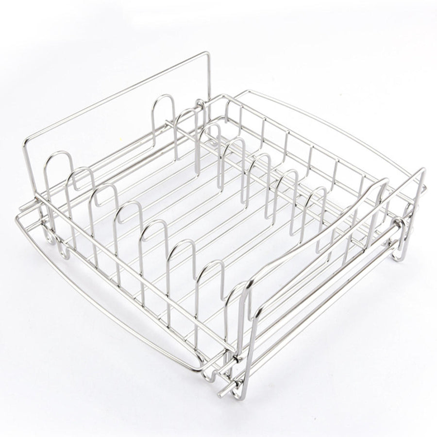 Foldable Dish Plate Bowl Rack Drying Drainer Stainless Steel Folding Holder Kitchen Tray Dryer Storage Rack Image 1